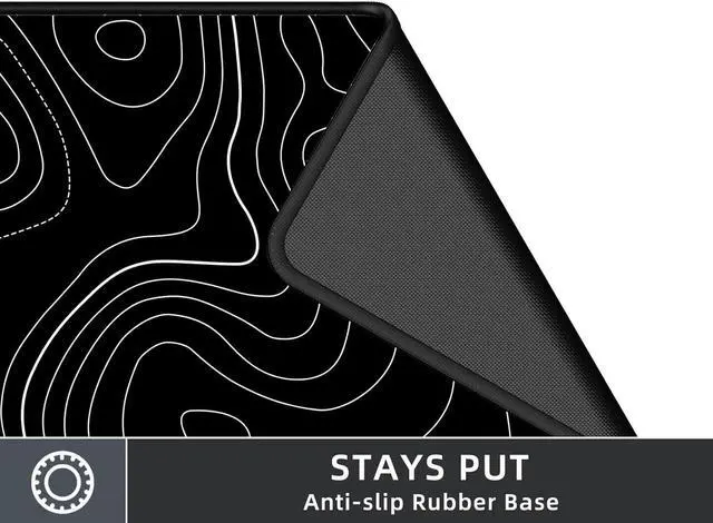 Alt view image 2 of 7 - Extra Large Gaming Mouse Pad with Black Topographic XXL Mousepad Big Mouse Mat Desk Pad Non Slip Keyboard Pad for Gaming Computer Laptop PC Office Desk Accessories