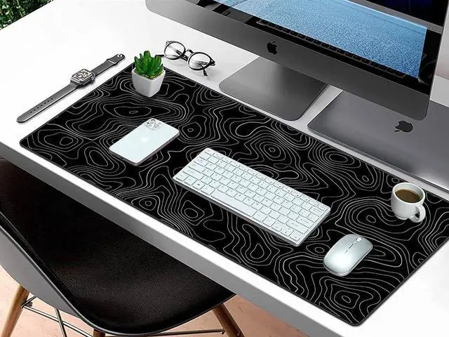 Alt view image 7 of 7 - Extra Large Gaming Mouse Pad with Black Topographic XXL Mousepad Big Mouse Mat Desk Pad Non Slip Keyboard Pad for Gaming Computer Laptop PC Office Desk Accessories