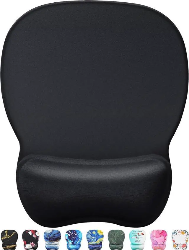 Main image of Ergonomic Mouse Pad with Gel Wrist Rest Comfortable Mousepad with Smooth Wrist Support Surface and Non-Slip PU Base for Pain Relief Computer Laptop Office & Home 9.4 x 8.1 in Black Color
