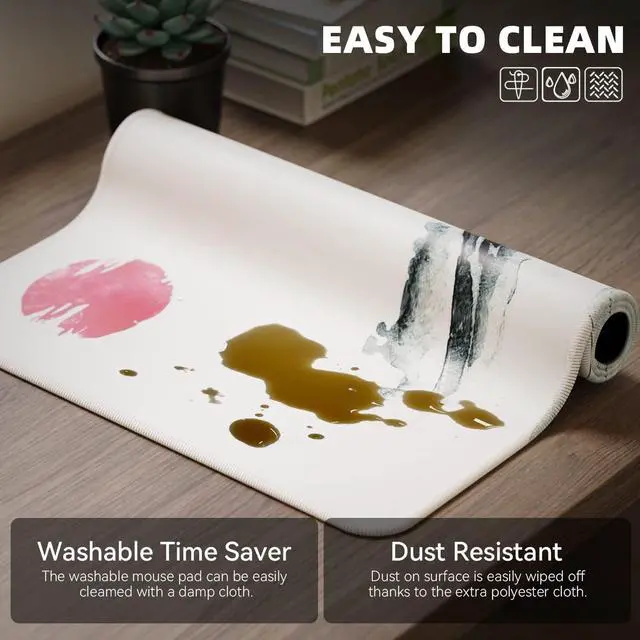 Alt view image 5 of 7 - Japanese Cherry Blossom White Mouse Pad (31.5 × 11.8 × 0.12 inch) Extended Large Mouse Mat Desk Pad Stitched Edges Mousepad Non-Slip Rubber Base Gaming Mouse Pad XL Office & Home.