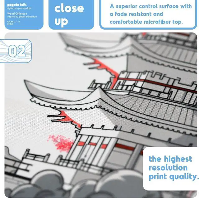 Alt view image 3 of 6 - Pagoda Falls Extended Gaming Mouse Pad - Non-Slip Desk Mat with Stitched Edges Smooth Micro-Fiber Computer Desk Pad Hand Washable Gaming Mousepad 24x14x0.16 (610x360x4mm)