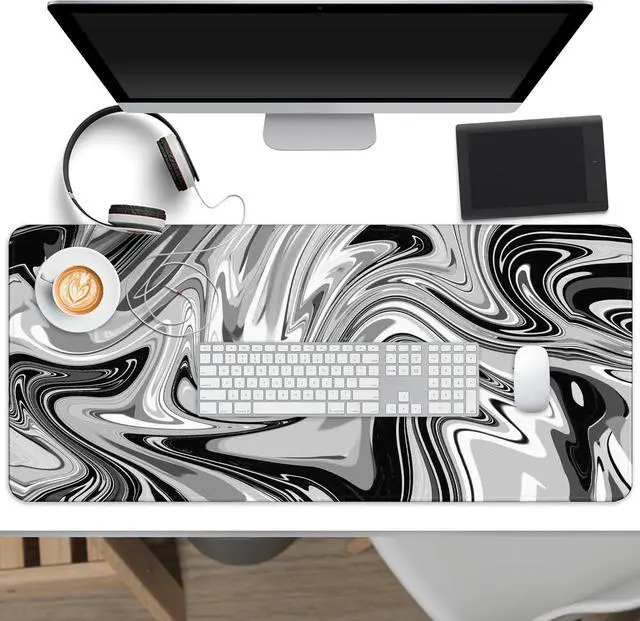 Alt view image 2 of 7 - Fluid Pattern Marbled Design Large Gaming Mouse Pad for Desk Mouse Pad Gaming Desk Mat for Keyboard and Mouse 31.5x11.8in Mousepad with Stitched Edge Non-Slip Base Computer Keyboard Mouse Mat Desk Pad