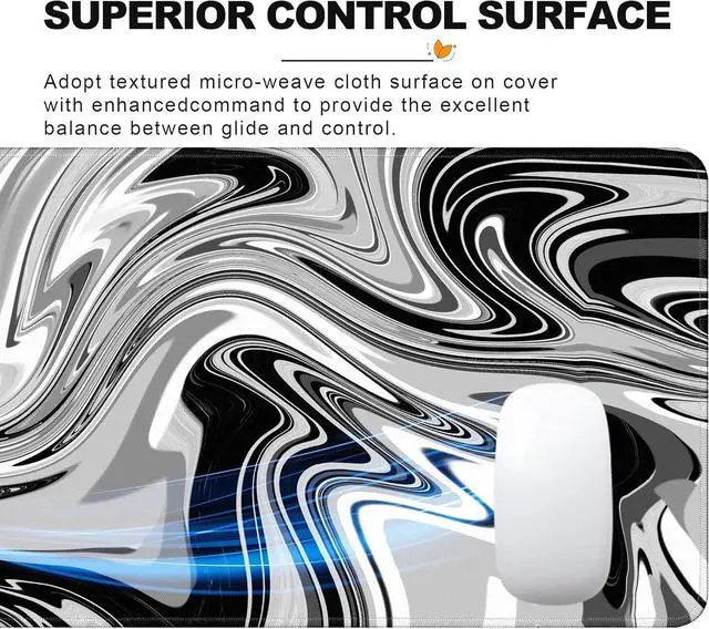 Alt view image 4 of 7 - Fluid Pattern Marbled Design Large Gaming Mouse Pad for Desk Mouse Pad Gaming Desk Mat for Keyboard and Mouse 31.5x11.8in Mousepad with Stitched Edge Non-Slip Base Computer Keyboard Mouse Mat Desk Pad