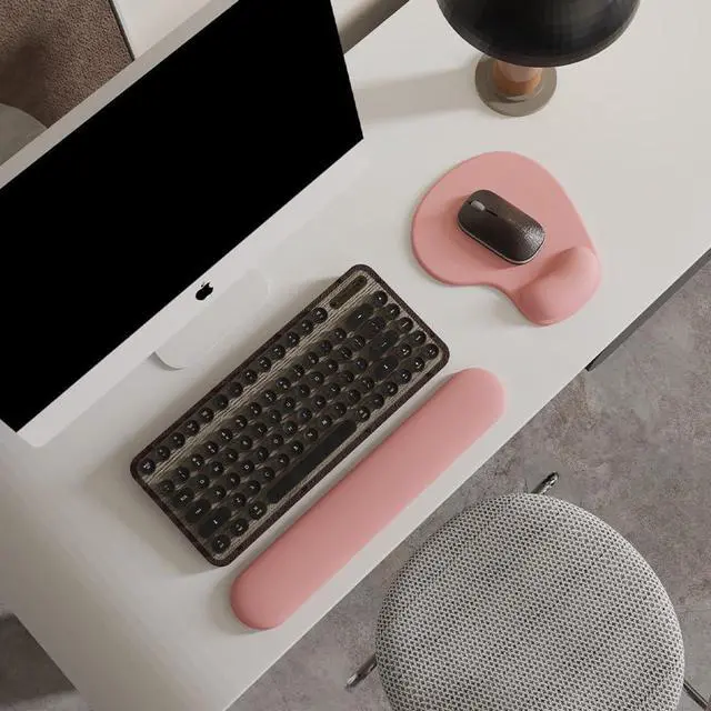 Alt view image 2 of 7 - Office Mousepad with Gel Wrist Support - Ergonomic Gaming Desktop Mouse Pad Wrist Rest - Design Gamepad Mat Rubber Base for Laptop Computer -Silicone Non-Slip Special-Textured Surface (01Pink)