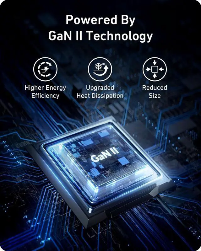 Alt view image 4 of 7 - 100W USB C Charger Block (GaN II) 3 Port Fast Compact Wall Charger for MacBook  XPS iPad Pro Galaxy S24 iPhone 16/15 and More Series