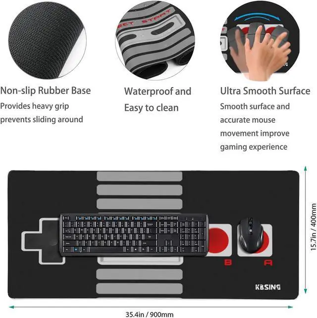 Alt view image 3 of 5 - Gaming Mouse Pad - Extended Keyboard Mouse Pad Mat Large PC Laptop Game Mouse Mat Huge Desk Pad with Stitched Edges Anti-Slip Rubber Base Mousepad 35.5x15.4x0.1 (MPX-02)