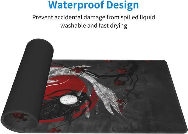 Alt view image 5 of 7 - Japanese Yin and Yang Koi Carp Gaming Mouse Pad XL Non Slip Rubber Base Mousepad Stitched Edges Desk Pad Extended Large Mice Pad 31.5 X 11.8 Inch