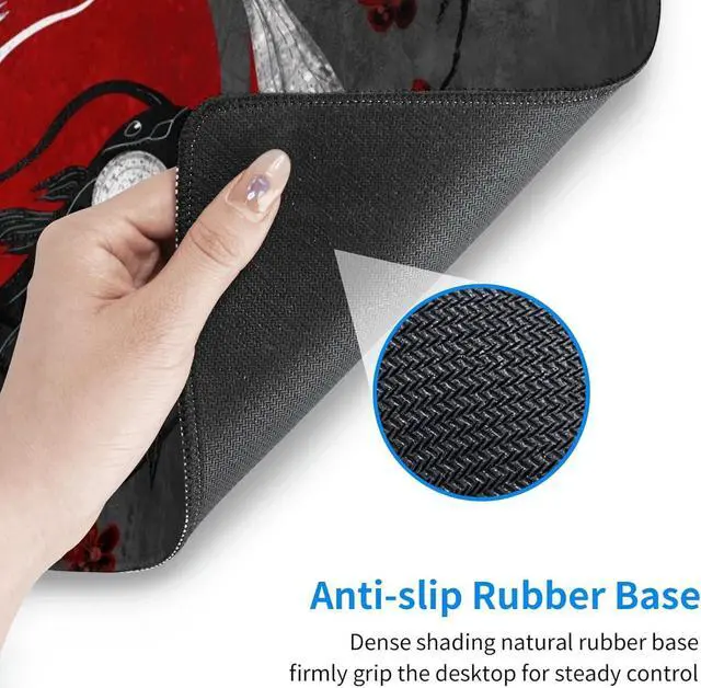 Alt view image 7 of 7 - Japanese Yin and Yang Koi Carp Gaming Mouse Pad XL Non Slip Rubber Base Mousepad Stitched Edges Desk Pad Extended Large Mice Pad 31.5 X 11.8 Inch