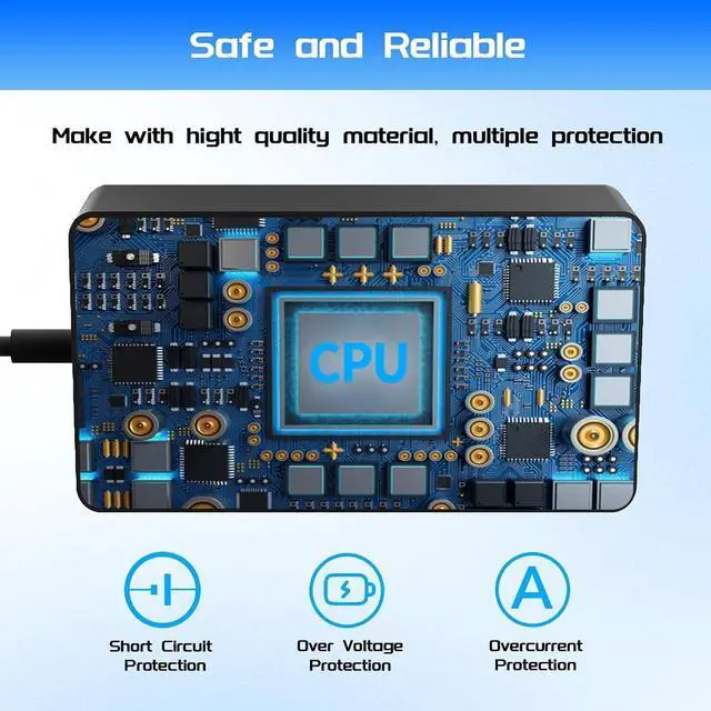 Alt view image 6 of 7 - 65W 44W 1706 Surface Pro Charger Fit for  Surface Pro 9 8 7+ 7 6 5 4 3 X Surface Laptop 5 4 3 2 1 Fit Model 1800 1943 1950 1958 1866 1724 1963 1625 1796 1769 1735 Laptop Adapter Power Cord