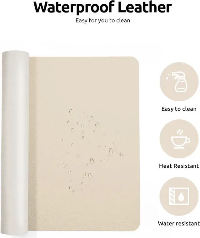 Alt view image 4 of 7 - Leather Desk Pad Protector Office Desk Mat Large Mouse Pad Non-Slip PU Leather Desk Blotter Laptop Desk Pad Waterproof Desk Writing Pad for Office and Home (Eggshell 23.6 x 13.8)