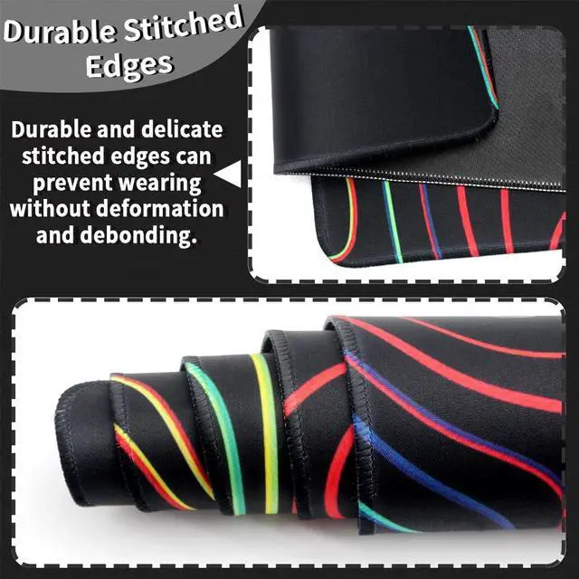 Alt view image 4 of 7 - Extended Mouse Pad with Stitched Edges Extra Large Gaming Mousepads with Non-Slip Rubber Base and Micro-Weave Cloth Desk Mat for Gamer Office Home(35.4x15.7 inch Topographic Map Colorful)