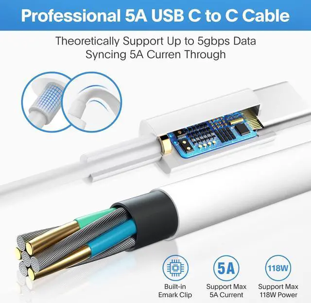Alt view image 6 of 7 - Mac Book Pro Charger - 118W USB C Fast Charger Power Adapter Compatible with MacBook Pro/MacBook Air 16 15 14 13 Inch M1 M2 M3 M4 New iPad Pro and All USB C Device Charge Cable 6.6ft