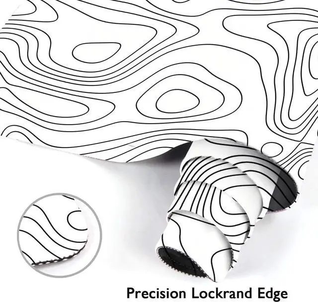 Alt view image 4 of 6 - Large Gaming Mouse Pad White Abstract Topographic Map Non-Slip Desk Pad Keyboard and Mouse Desk Mat for Gamer Office & Home 31.5 x 15.7 in