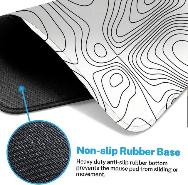 Alt view image 6 of 6 - Large Gaming Mouse Pad White Abstract Topographic Map Non-Slip Desk Pad Keyboard and Mouse Desk Mat for Gamer Office & Home 31.5 x 15.7 in
