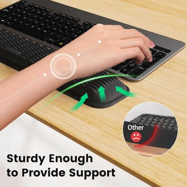 Alt view image 3 of 7 - MEKASS Ergonomic Wrist Rest for Keyboard and Mouse, Soft Memory Foam Keyboard Wrist Rest Set with Non-Slip Silicone Base, Easy Typing, Pain Relief, Comfort for Office, Work, Gaming (Classic Black)