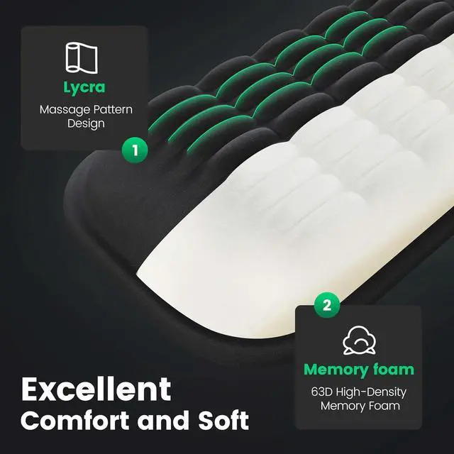 Alt view image 2 of 7 - MEKASS Ergonomic Wrist Rest for Keyboard and Mouse, Soft Memory Foam Keyboard Wrist Rest Set with Non-Slip Silicone Base, Easy Typing, Pain Relief, Comfort for Office, Work, Gaming (Classic Black)