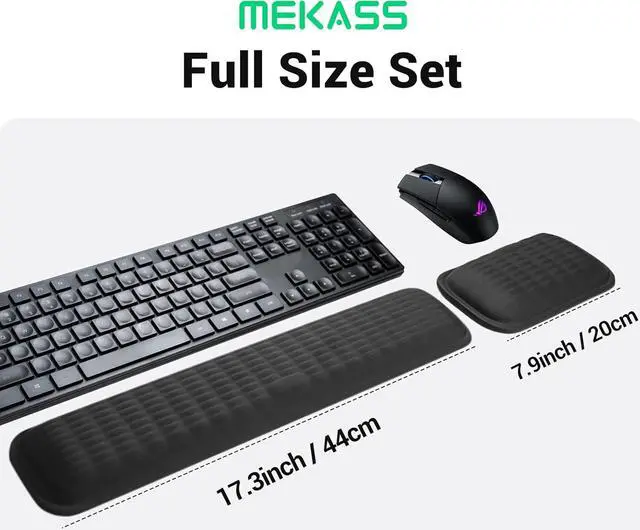 Alt view image 6 of 7 - MEKASS Ergonomic Wrist Rest for Keyboard and Mouse, Soft Memory Foam Keyboard Wrist Rest Set with Non-Slip Silicone Base, Easy Typing, Pain Relief, Comfort for Office, Work, Gaming (Classic Black)