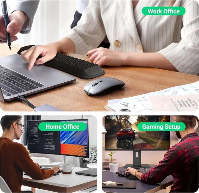 Alt view image 7 of 7 - MEKASS Ergonomic Wrist Rest for Keyboard and Mouse, Soft Memory Foam Keyboard Wrist Rest Set with Non-Slip Silicone Base, Easy Typing, Pain Relief, Comfort for Office, Work, Gaming (Classic Black)