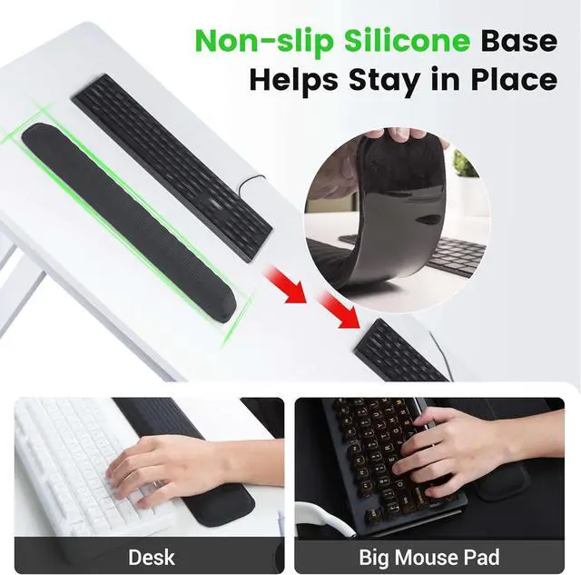 Alt view image 5 of 7 - MEKASS Ergonomic Wrist Rest for Keyboard and Mouse, Soft Memory Foam Keyboard Wrist Rest Set with Non-Slip Silicone Base, Easy Typing, Pain Relief, Comfort for Office, Work, Gaming (Classic Black)