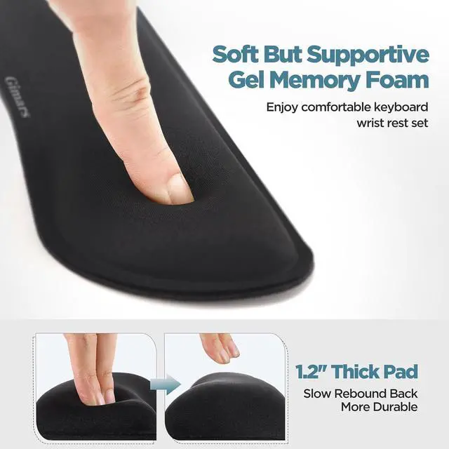 Alt view image 2 of 7 - Upgrade Enlarge Silky Gel Memory Foam Keyboard Wrist Rest Wrist Rest for Computer Keyboard Ergonomic Design for Typing Pain Relief Mousepad Rests Wrist Support for Office Gaming Black