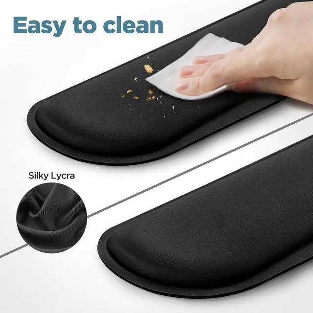 Alt view image 4 of 7 - Upgrade Enlarge Silky Gel Memory Foam Keyboard Wrist Rest Wrist Rest for Computer Keyboard Ergonomic Design for Typing Pain Relief Mousepad Rests Wrist Support for Office Gaming Black