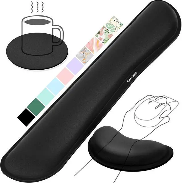 Main image of Upgrade Enlarge Silky Gel Memory Foam Keyboard Wrist Rest Wrist Rest for Computer Keyboard Ergonomic Design for Typing Pain Relief Mousepad Rests Wrist Support for Office Gaming Black