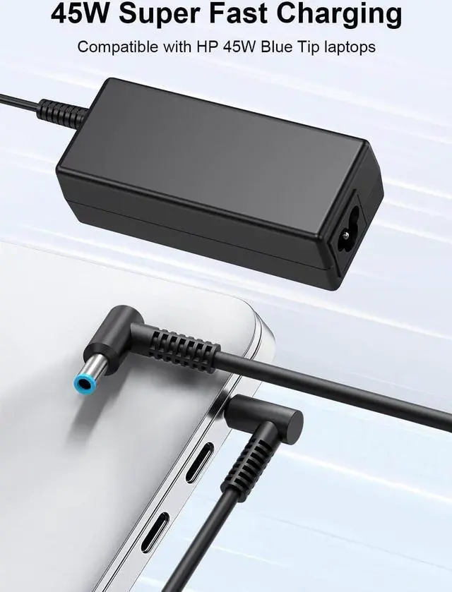 Alt view image 2 of 7 - 45W 19.5V 2.31A for HP Laptop Charger Blue Tip HP Pavilion x360 11 13 15 Zbook 14u G4 G5 15u 15 G3 Notebook 15 HP Stream 13 11 14 AC Adapter with Power Cord