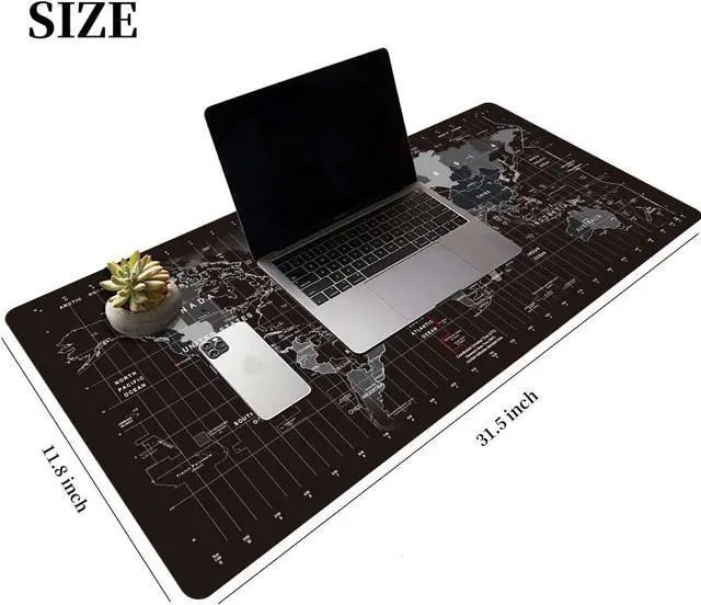 Alt view image 5 of 7 - Large Keyboard Gaming Mouse Pad Black World Map Mouse Pad with Anti-Slip Rubber Base Extended XXL Long Gaming Mousepad Big Mouse Pads for Desk 31.5 X 11.8 Inch
