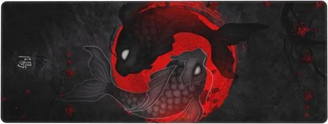 Alt view image 2 of 7 - Japanese Yin and Yang Koi Carp Gaming Mouse Pad XL Non Slip Rubber Base Mousepad Stitched Edges Desk Pad Extended Large Mice Pad 31.5 X 11.8 Inch