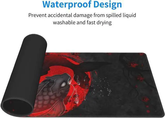 Alt view image 5 of 7 - Japanese Yin and Yang Koi Carp Gaming Mouse Pad XL Non Slip Rubber Base Mousepad Stitched Edges Desk Pad Extended Large Mice Pad 31.5 X 11.8 Inch