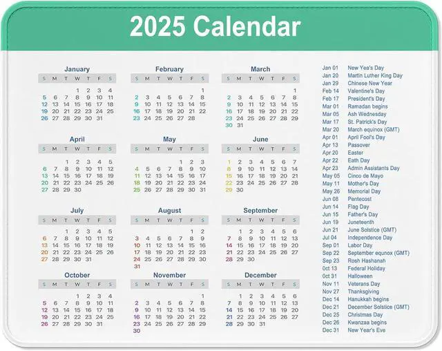 Main image of 2025 Calendar Mouse Pad Square New Year 2025 Mousepad 10.2 x 8.3 Inch Stitched Edge Anti-Slip Waterproof Rubber Mouse Mat for Office Gaming Laptop Computer New Year Office Supplies Gift (White)