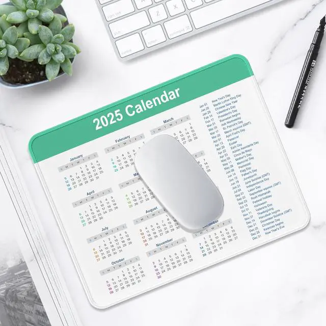Alt view image 7 of 7 - 2025 Calendar Mouse Pad Square New Year 2025 Mousepad 10.2 x 8.3 Inch Stitched Edge Anti-Slip Waterproof Rubber Mouse Mat for Office Gaming Laptop Computer New Year Office Supplies Gift (White)