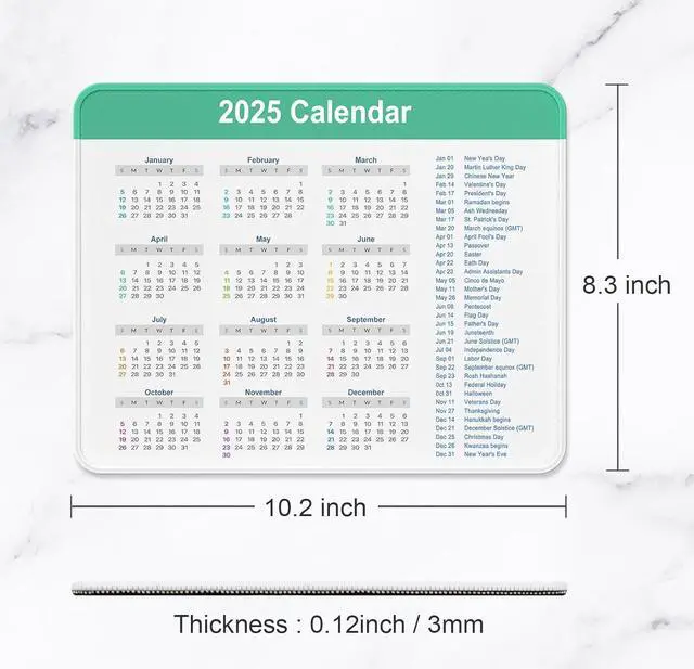 Alt view image 6 of 7 - 2025 Calendar Mouse Pad Square New Year 2025 Mousepad 10.2 x 8.3 Inch Stitched Edge Anti-Slip Waterproof Rubber Mouse Mat for Office Gaming Laptop Computer New Year Office Supplies Gift (White)