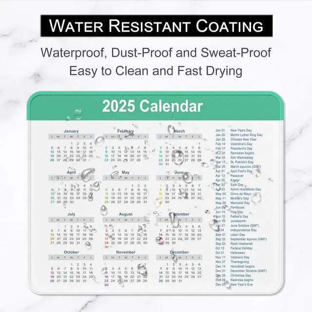 Alt view image 5 of 7 - 2025 Calendar Mouse Pad Square New Year 2025 Mousepad 10.2 x 8.3 Inch Stitched Edge Anti-Slip Waterproof Rubber Mouse Mat for Office Gaming Laptop Computer New Year Office Supplies Gift (White)