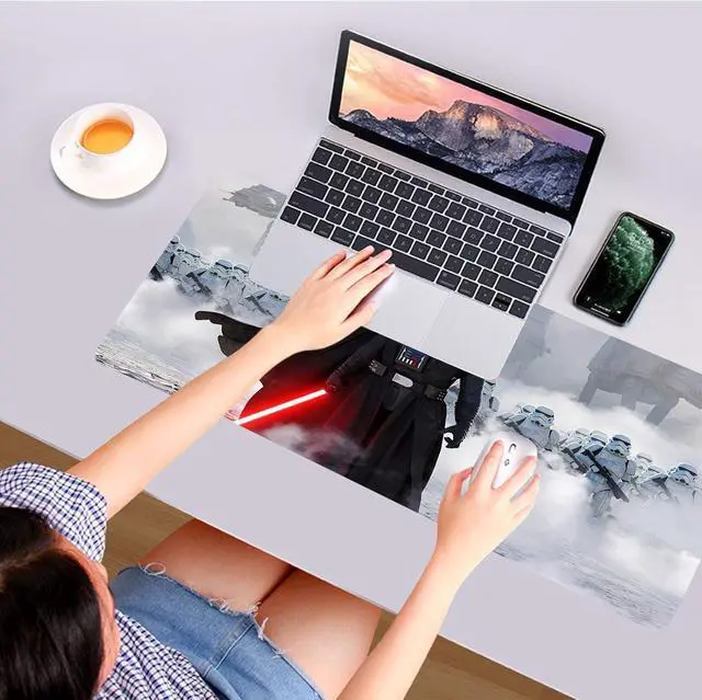 Alt view image 2 of 7 - Gaming Mouse Pad Large XXL White Soft Mousepad with Anti-Slip Rubber Base & Stitched Edges Smooth Surface Laptop Desk Pad Computer Keyboard and Mice Combo Pads Mouse Mat 31.5x15.7 inch