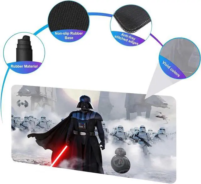 Alt view image 4 of 7 - Gaming Mouse Pad Large XXL White Soft Mousepad with Anti-Slip Rubber Base & Stitched Edges Smooth Surface Laptop Desk Pad Computer Keyboard and Mice Combo Pads Mouse Mat 31.5x15.7 inch