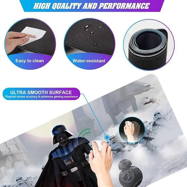 Alt view image 6 of 7 - Gaming Mouse Pad Large XXL White Soft Mousepad with Anti-Slip Rubber Base & Stitched Edges Smooth Surface Laptop Desk Pad Computer Keyboard and Mice Combo Pads Mouse Mat 31.5x15.7 inch