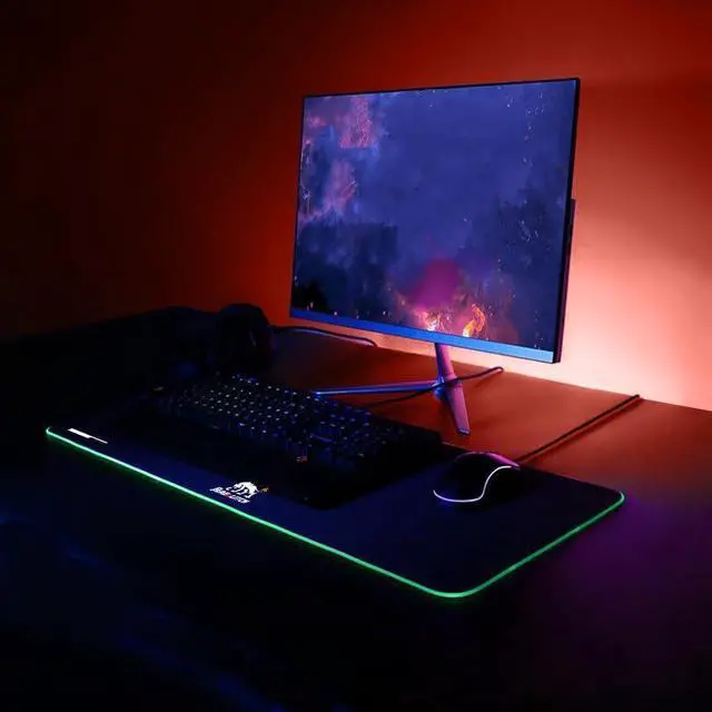 Alt view image 3 of 7 - Full Health RGB Gaming Mouse Pad | Extra Large Desk Mat | XXL Mousepad LED | Easy Clean Surface | Non-Slip Rubber Base | Extended Light Up Computer Office Mousepad |