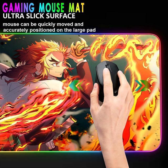 Alt view image 4 of 7 - RGB XX-Large Gaming Anime Mouse Pad Custom Desk Pad Mousepad with Anti-Slip Rubber Base and Stitched Edges Mouse Mat Portable Desk Mat for Office Computer Work Game Desk Decor 31.5X15.7 inch