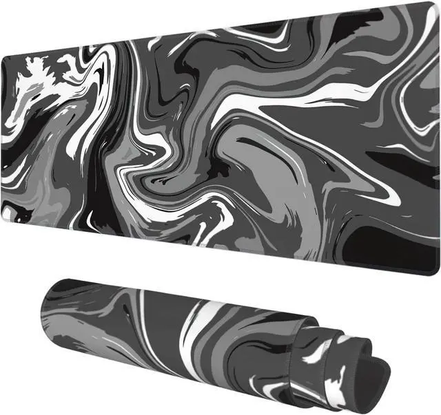 Main image of Desk Mat Abstract Black White Ink Liquid Waves Extended Gaming Mouse Pad Large 31.5x11.8 Big Mouse Pad with Non-Slip Base and Stitched Edge Long Computer Keyboard Mouse Mat for Home Office Work