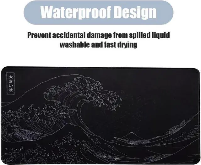 Alt view image 5 of 7 - Large Japanese Sea Wave Mouse Pad Black Anime Desk Mat Extended Non-Slip Keyboard Mouse Pad Kanagawa Office Desk Pad 23.6 x 11.8 Gaming Mouse Pad Desktop Protector for Office and Home