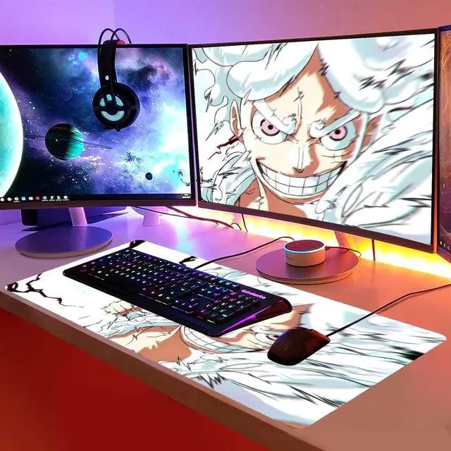 Alt view image 7 of 7 - Anime Mouse Pad Luffygear 5 Extended Gaming Desk Pad with Stitched Edges Large Mouse Mat with Non-Slip Rubber Base for Work & Gaming Office & Home 31.5x15.7 inch