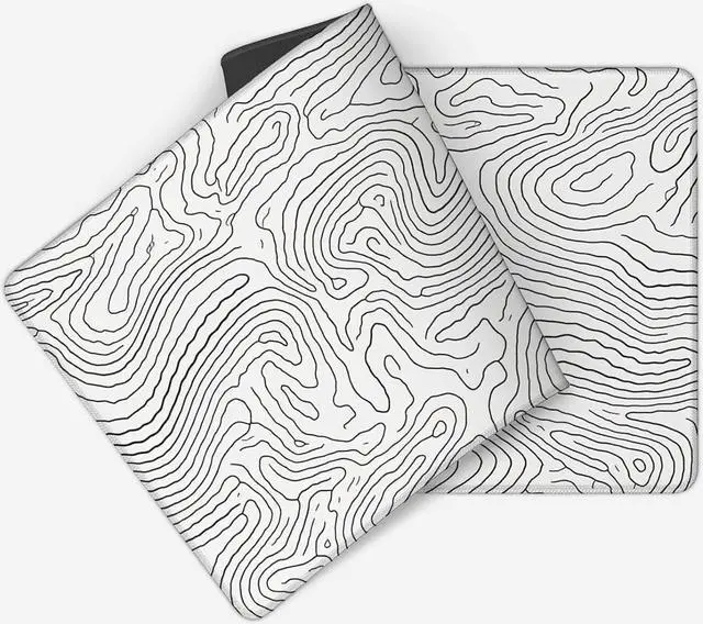 Alt view image 2 of 7 - Topographic White Gaming Mouse Pad 12x 31.5in Desk Mat Minimalist Mouse Pads for Desk Extended White Keyboard Mousepad with Non-Slip Base and Stitched Edge