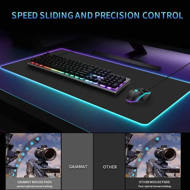 Alt view image 3 of 4 - XL Gaming Mouse Pad RGB Black XXL Mouse Mat(800 x 300 MM) Big LED Mousepad(31.5 x 11.8 inches) Extra Large Desk Mat