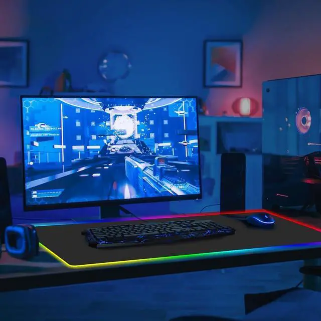 Alt view image 4 of 4 - XL Gaming Mouse Pad RGB Black XXL Mouse Mat(800 x 300 MM) Big LED Mousepad(31.5 x 11.8 inches) Extra Large Desk Mat
