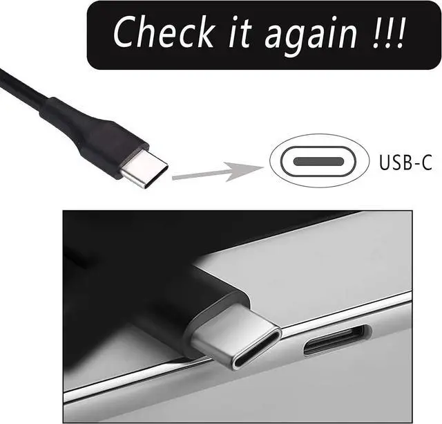 Alt view image 3 of 7 - 65W 45W  Laptop Charger USB C for  Latitude 5420 5520 5320 7420 7430 7400 7370 7390 7275 7285 XPS 13 7390 9350 9380 9370 9360 9310 9365 9300 9550 USB C Laptop Charger