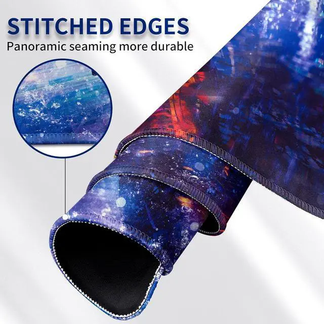 Alt view image 6 of 7 - Cyberpunk Neon City Mouse Pad Anime Desk Mat Gaming Mouse Mat Pad for Desk with Extended Large Non-Slip Base and Stitched Edge mats for Laptop Computer Keyboard and Mouse 31.5x15.7 in