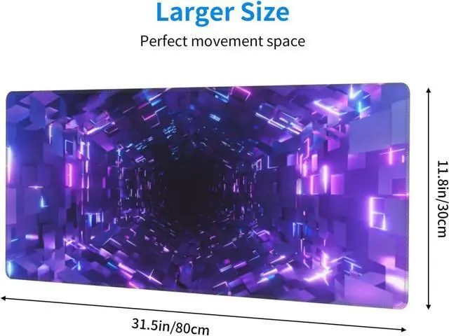 Alt view image 3 of 7 - Mouse Pad Fantasy Purple Colorful 3D Time Tunnel Gaming Mouse Pad XXL Large Mouse Pad Desk Mat with Non Slip Rubber Base Desk Mat for Keyboard and Mouse 11.8 X 31.5 Mousepad