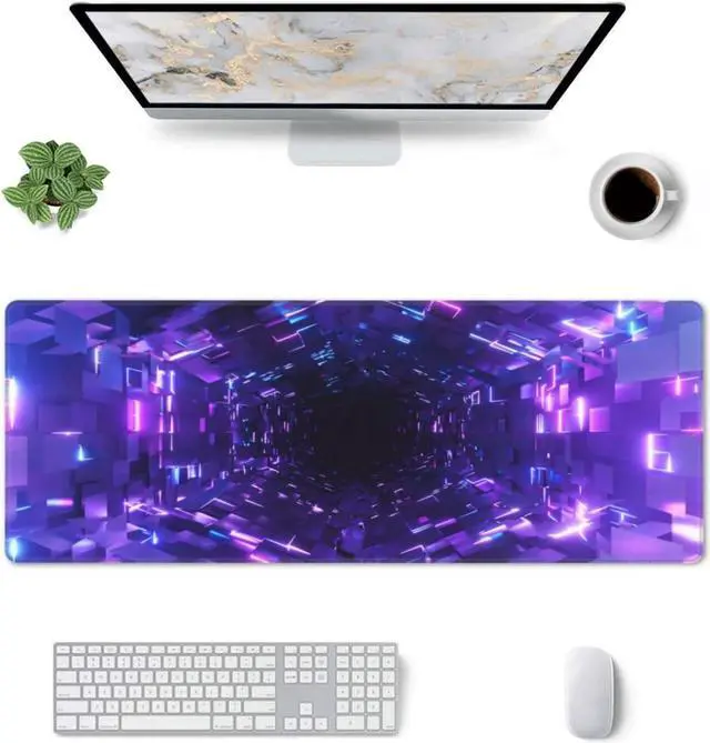 Alt view image 2 of 7 - Mouse Pad Fantasy Purple Colorful 3D Time Tunnel Gaming Mouse Pad XXL Large Mouse Pad Desk Mat with Non Slip Rubber Base Desk Mat for Keyboard and Mouse 11.8 X 31.5 Mousepad