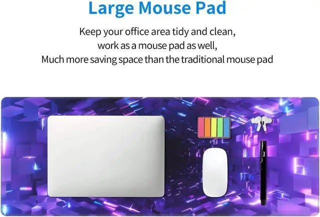 Alt view image 7 of 7 - Mouse Pad Fantasy Purple Colorful 3D Time Tunnel Gaming Mouse Pad XXL Large Mouse Pad Desk Mat with Non Slip Rubber Base Desk Mat for Keyboard and Mouse 11.8 X 31.5 Mousepad